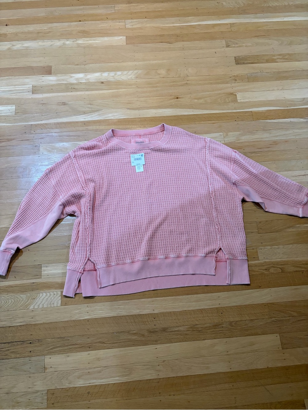 American Eagle Outfitters Light Pink Waffle Crewneck Sweater